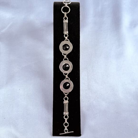 925 Sterling Silver Blue Sapphire Gemstone Jewelry Handmade Chain Bracelet 7.5” - Picture 4 of 6